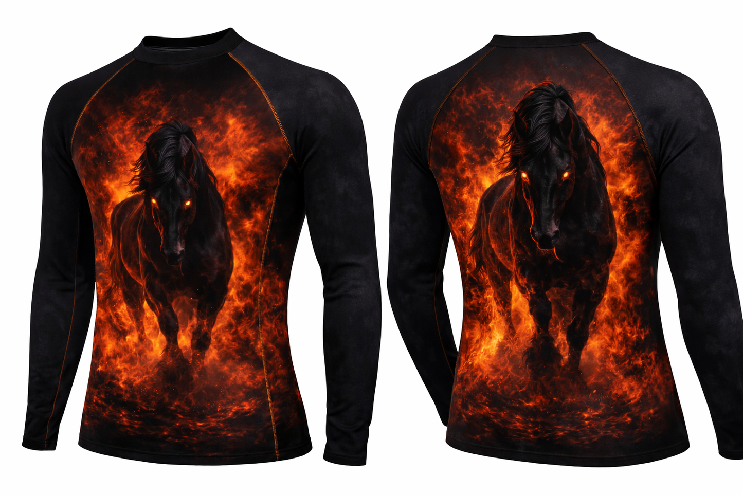 Year of the Fire Horse - Black Long Sleeve Rashguard