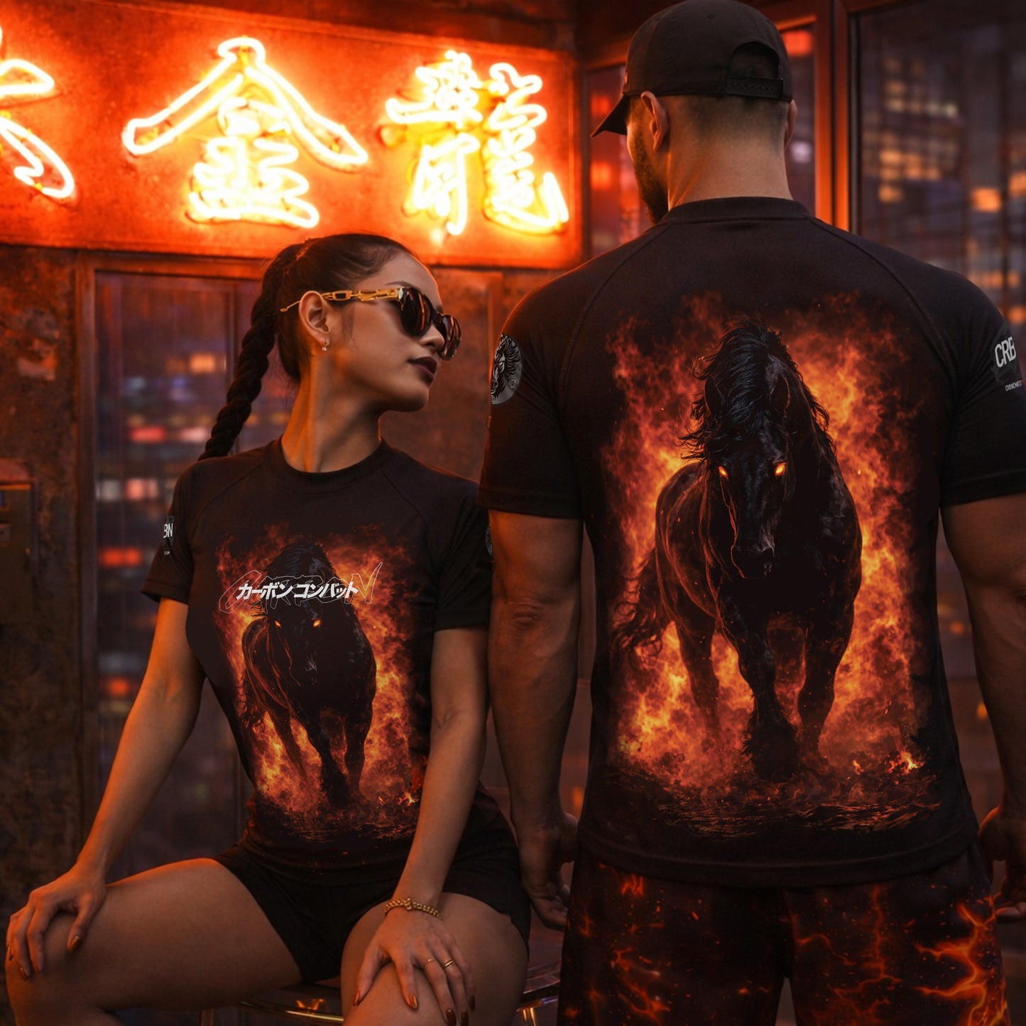 Year of the Fire Horse - Black Long Sleeve Rashguard